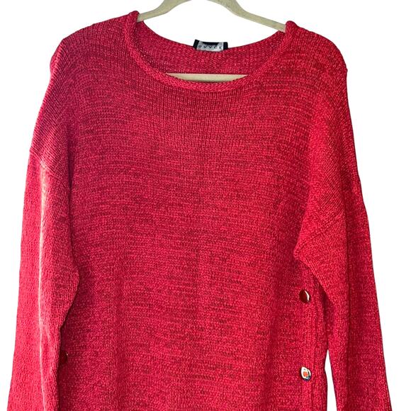 Grace Tomato Red Sweater w/ Gold Button Details, Size M, NWT! - Picture 1 of 3